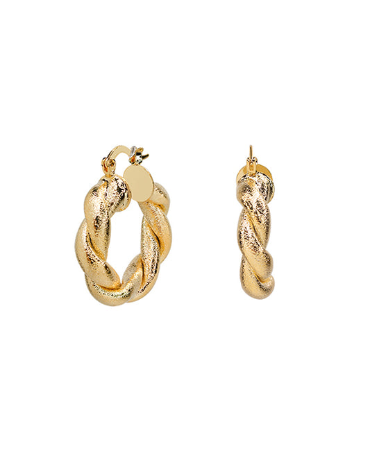 14K Gold Dipped Twisted Thick Hoop Earring