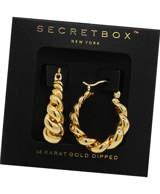 14K Gold Dipped Twisted Hoop Earring