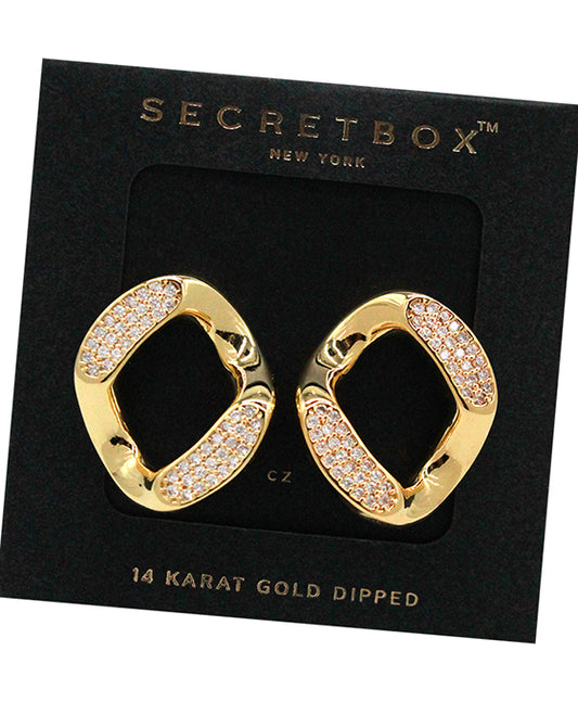 14K Gold Dipped Paved Link Earring
