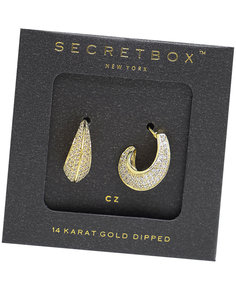 Gold Dipped Pave Hoop Earring