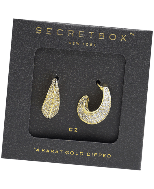 Gold Dipped Pave Hoop Earring