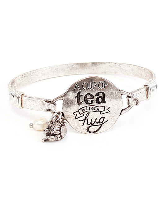 A CUP OF TEA IS LIKE A HUG Wire Bracelet