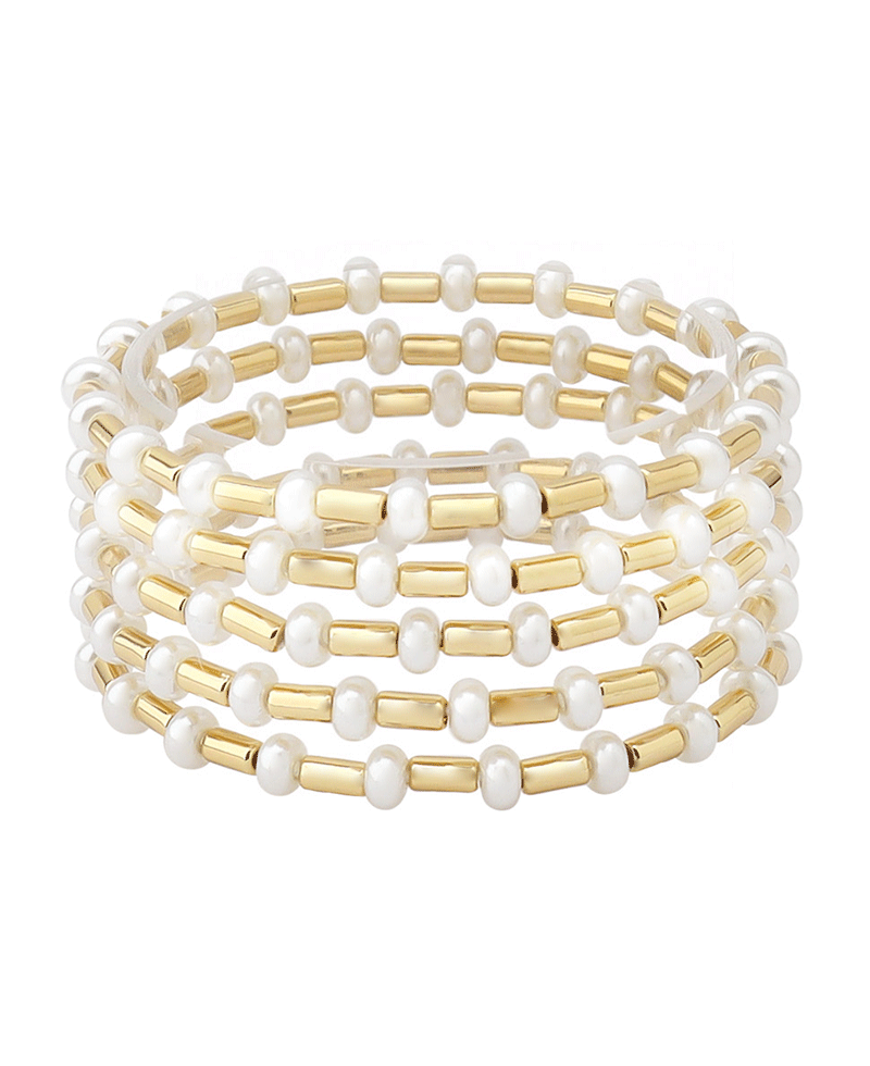 Pearl & Bar 5 Set Stretch Bracelet