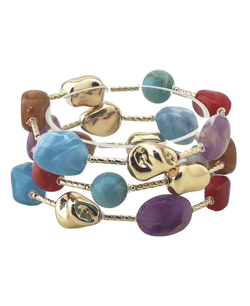 Multi Bead w/ Bar 3 Set Bracelet
