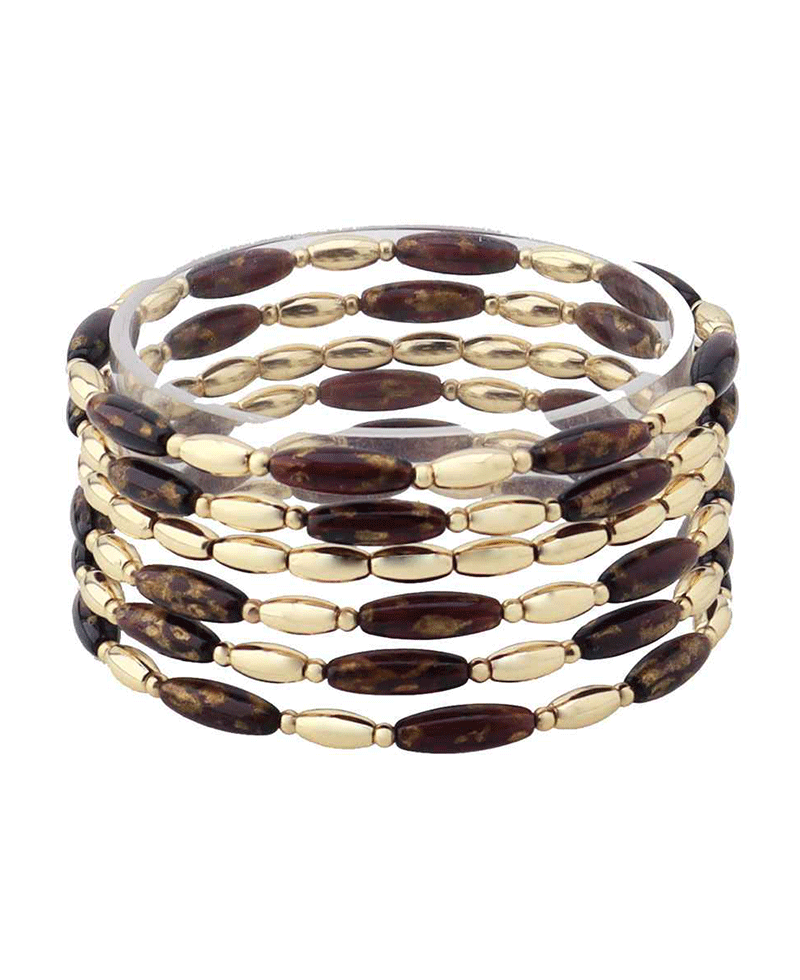 Multi Oval Bead Stretch Bracelet