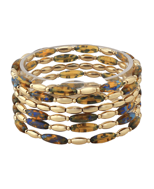 Multi Oval Bead Stretch Bracelet
