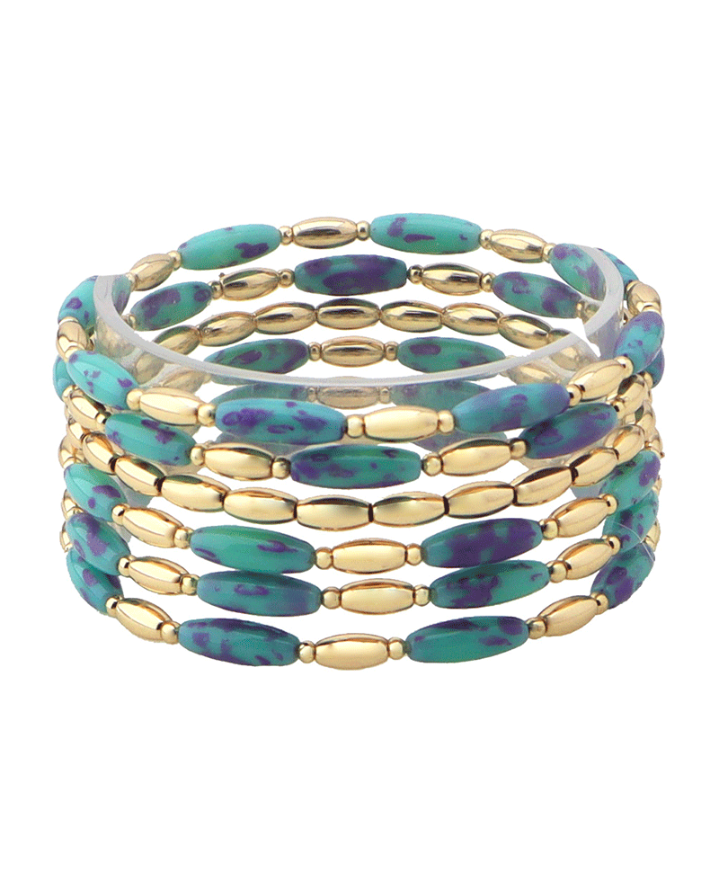 Multi Oval Bead Stretch Bracelet