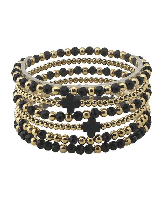 Cross Accent CCB & Glass Beads Bracelet