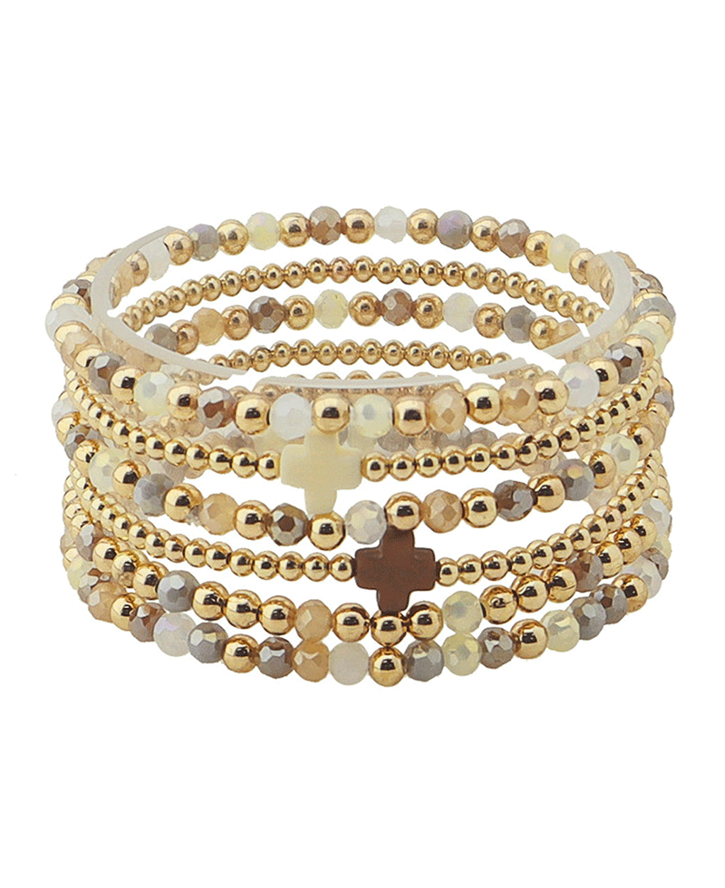 Cross Accent CCB & Glass Beads Bracelet