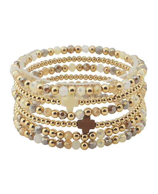 Cross Accent CCB & Glass Beads Bracelet