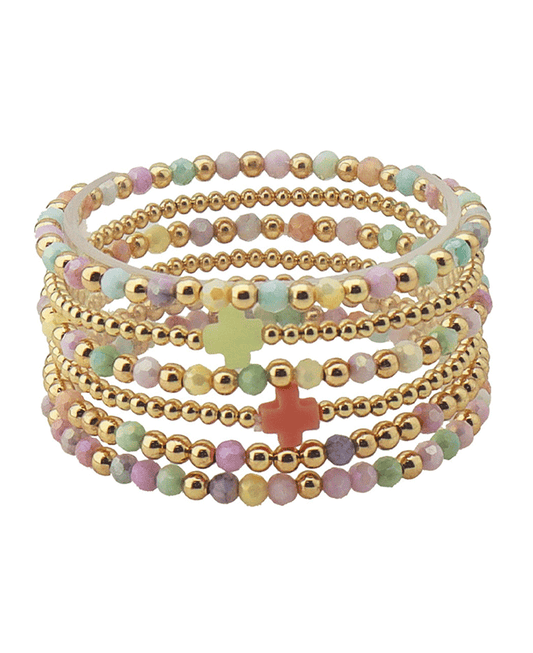Cross Accent CCB & Glass Beads Bracelet