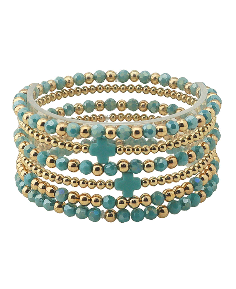 Cross Accent CCB & Glass Beads Bracelet