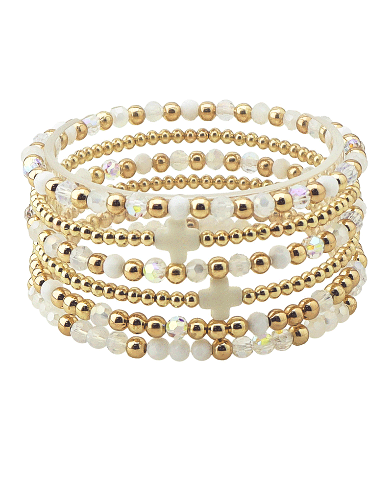 Cross Accent CCB & Glass Beads Bracelet