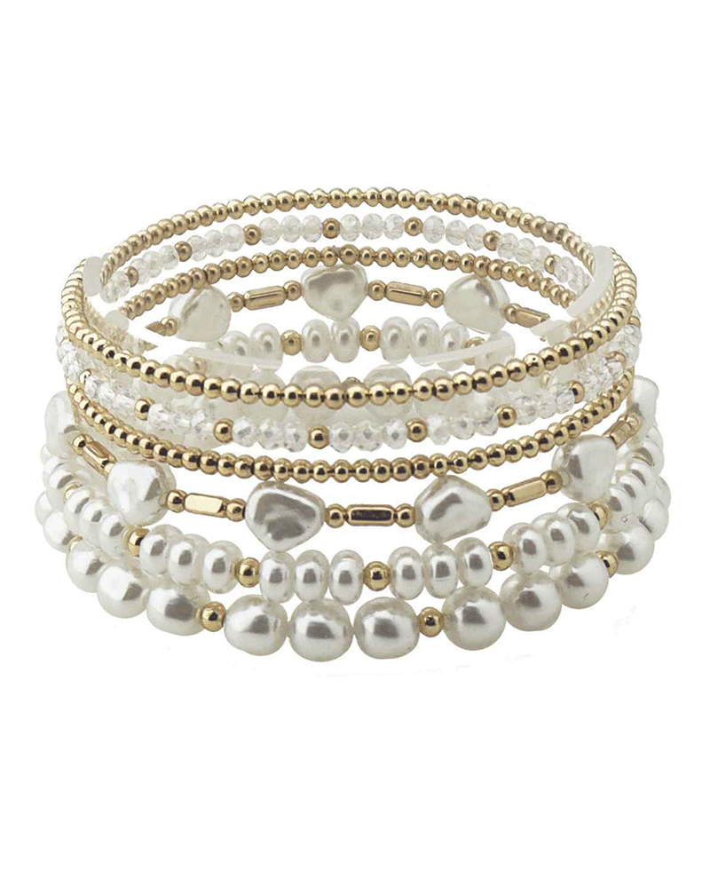 Mixed Pearl & CCB Stackable Bracelet