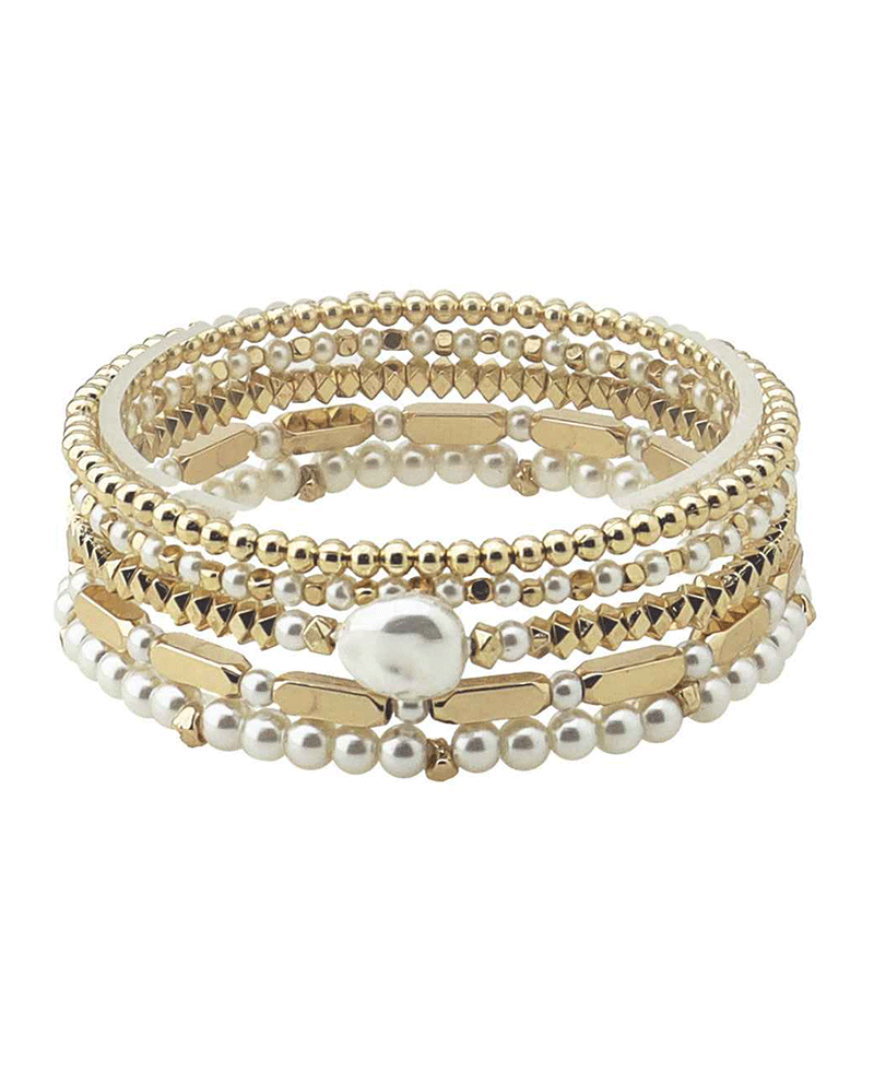 Pearl & Metal Beads Bracelet