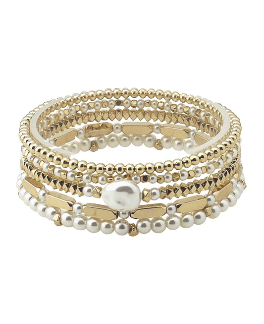 Pearl & Metal Beads Bracelet