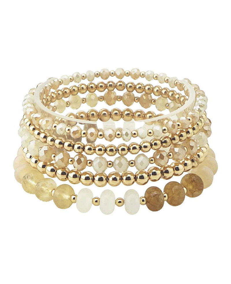 Multi Row Mixed Bead Stretch Bracelet