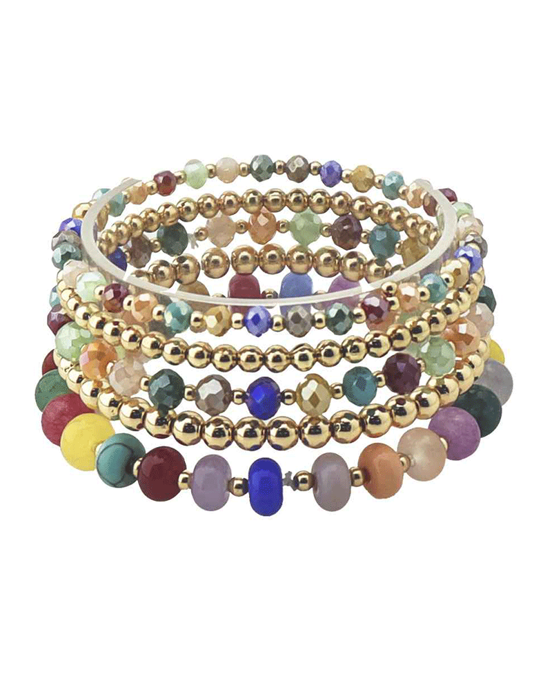 Multi Row Mixed Bead Stretch Bracelet