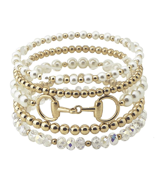 Horsebit Accent Mixed Ball Bracelet