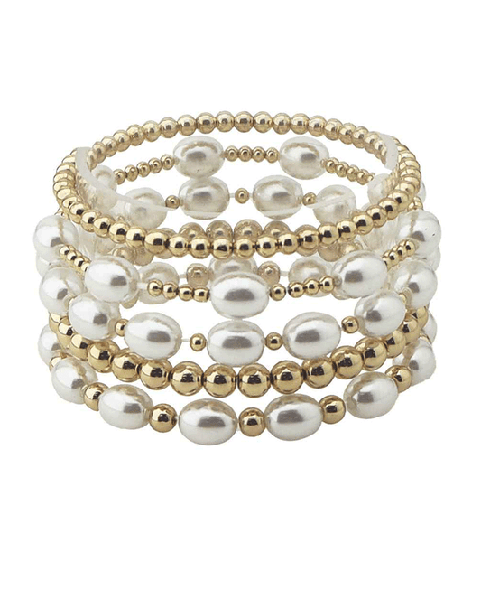 Pearls & Metallic Beads Multi Strand Bracelet
