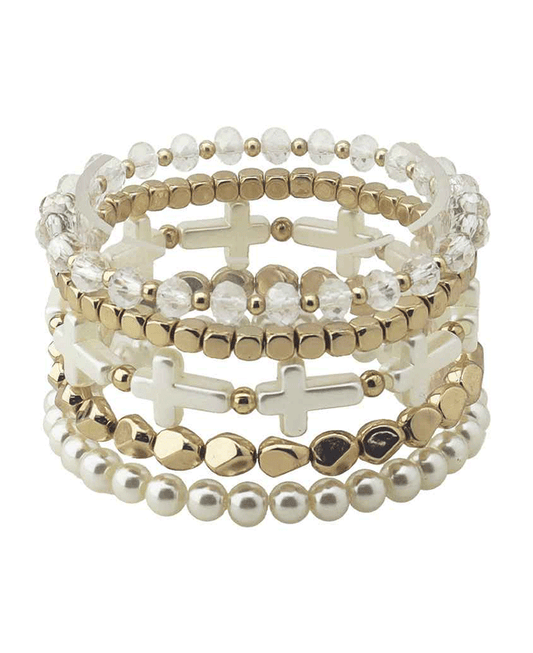 Cross & Mix Beaded Stackable Bracelet