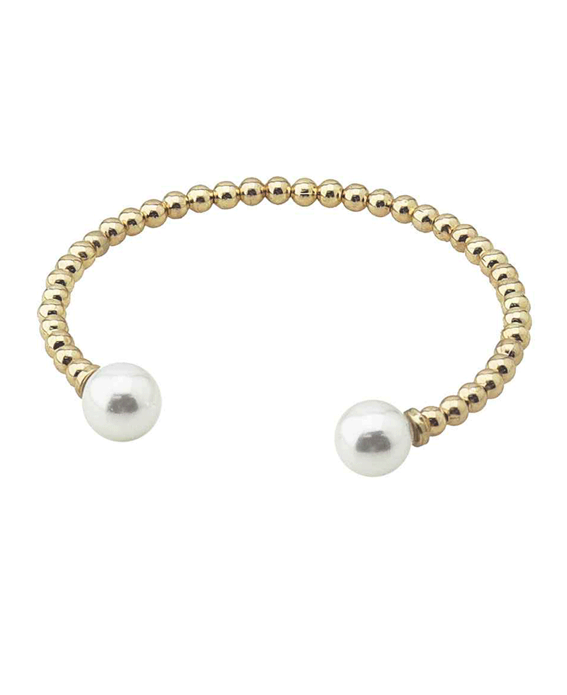 Pearl Endpoints Beaded Open Cuff Bracelet