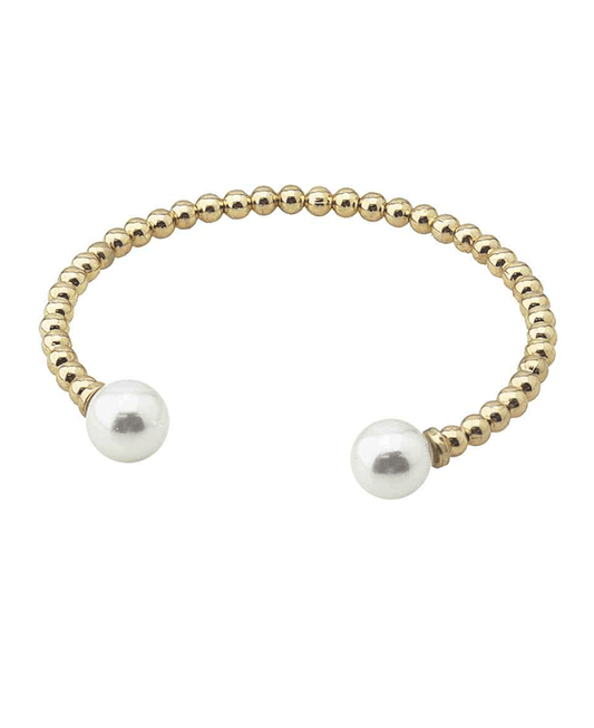 Pearl Endpoints Beaded Open Cuff Bracelet