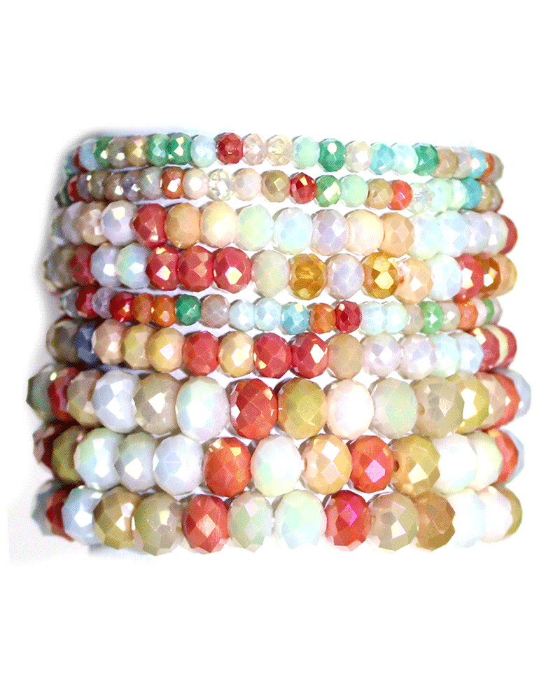 Multi Color Glass Bead Stackable Bracelet