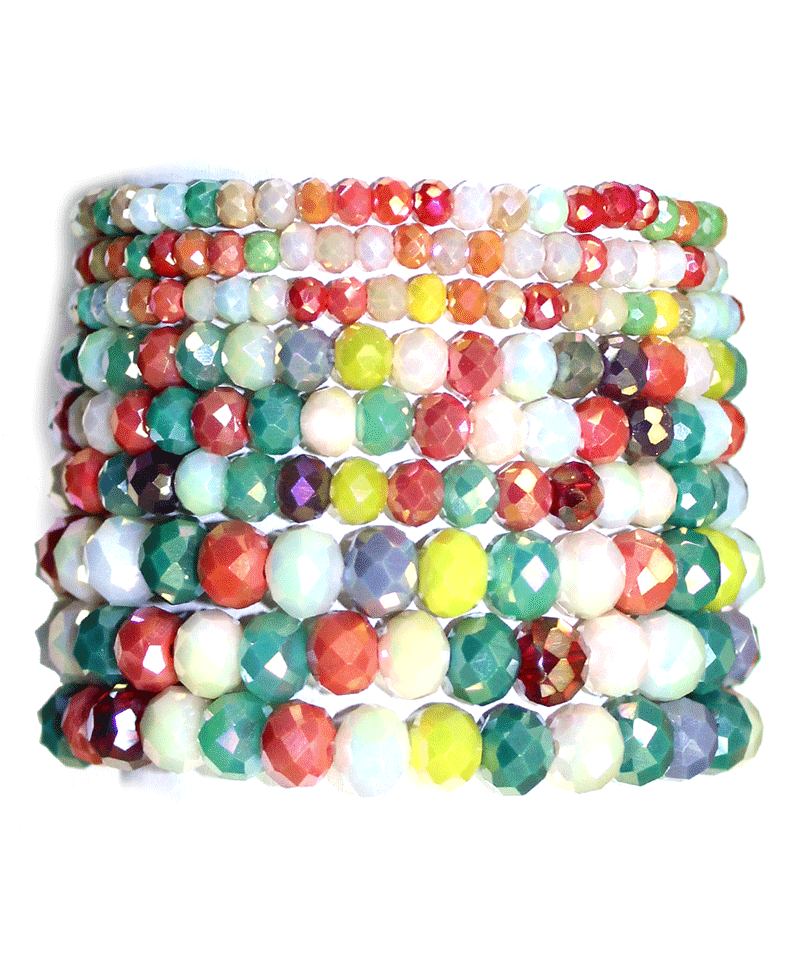 Multi Color Glass Bead Stackable Bracelet