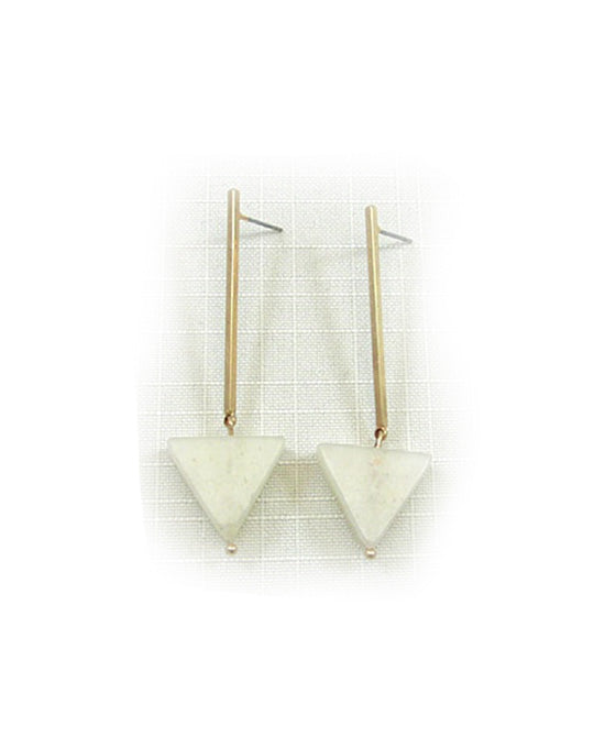 Long Drop Triangle Semi Precious Earring
