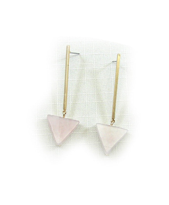 Long Drop Triangle Semi Precious Earring