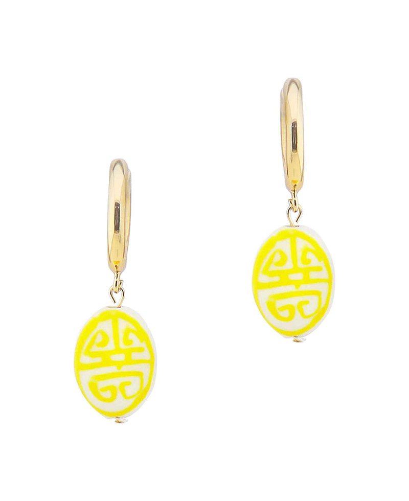 Ceramic Bead Huggie Earring