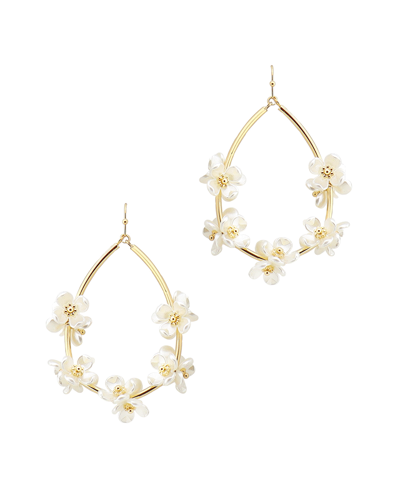 Teardrop w/ Flowers Earring