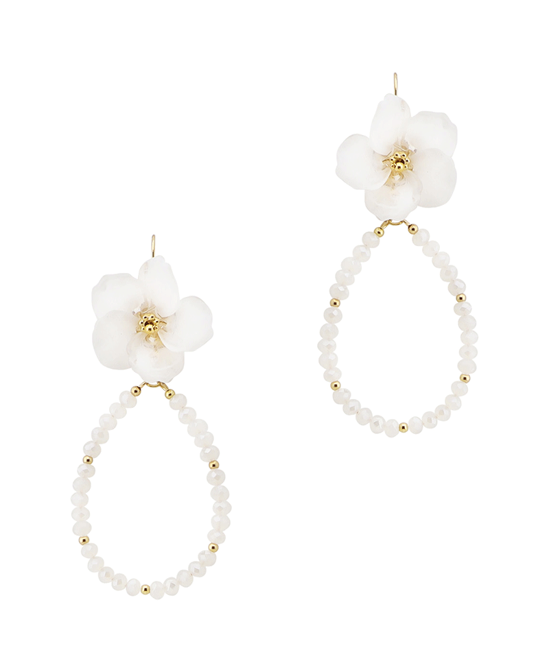 Flower Accent Beaded Teardrop Earring