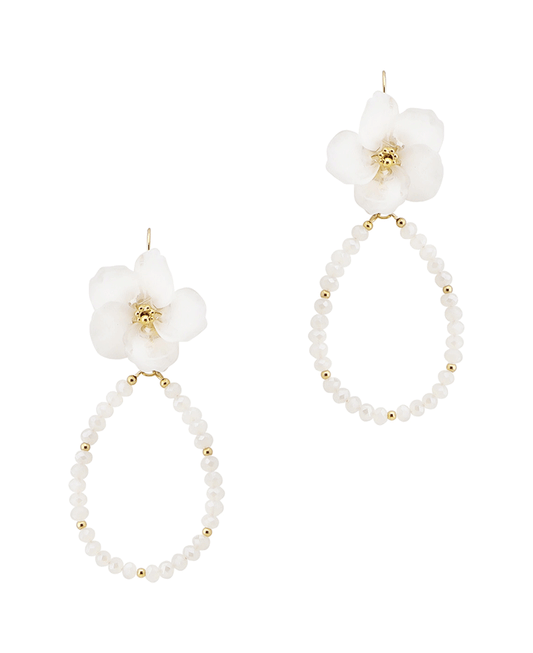 Flower Accent Beaded Teardrop Earring