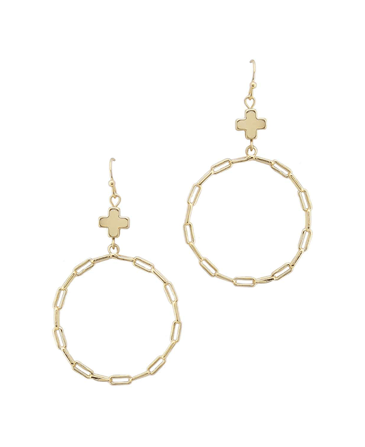 Paperclip Chain w/ Cross Earring