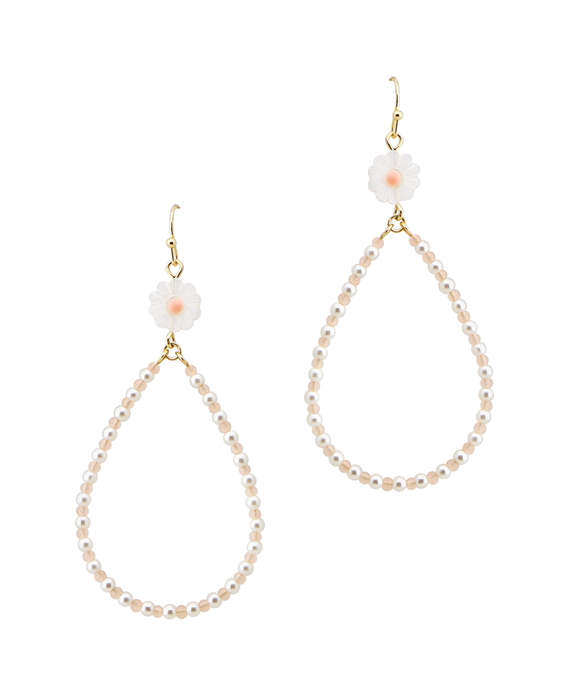 Flower Accent Multi Bead Teardrop Earring
