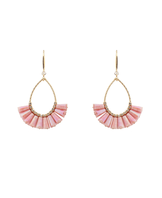 Fan Shape Beaded w/ Rhinestone Earring