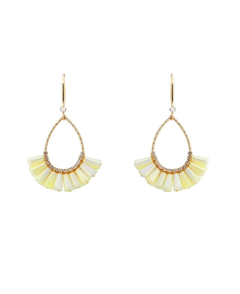 Fan Shape Beaded w/ Rhinestone Earring