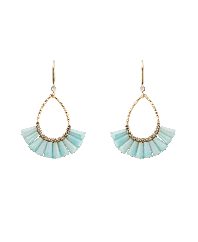 Fan Shape Beaded w/ Rhinestone Earring