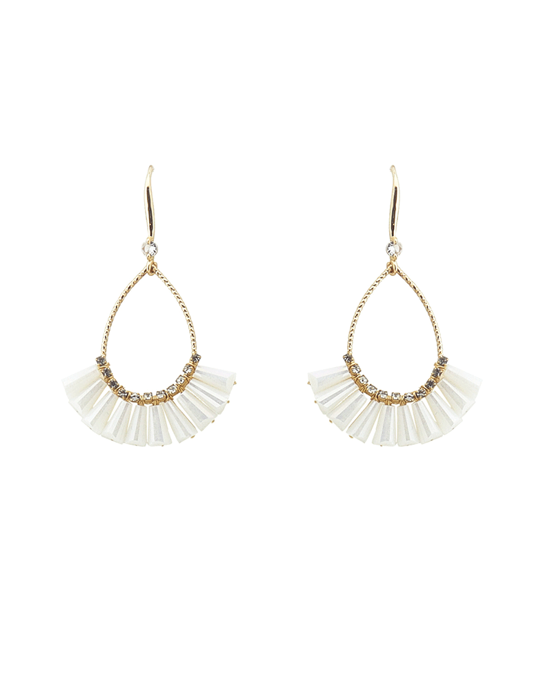 Fan Shape Beaded w/ Rhinestone Earring