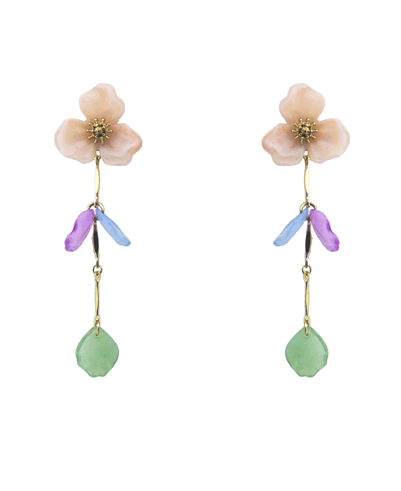 Floral Dangle Earring w/ Leaf Earring