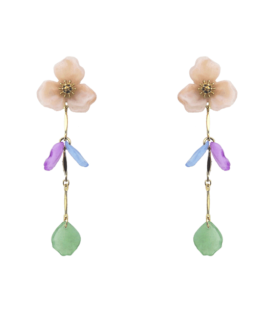 Floral Dangle Earring w/ Leaf Earring