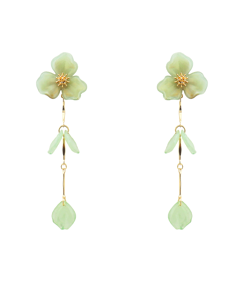Floral Dangle Earring w/ Leaf Earring