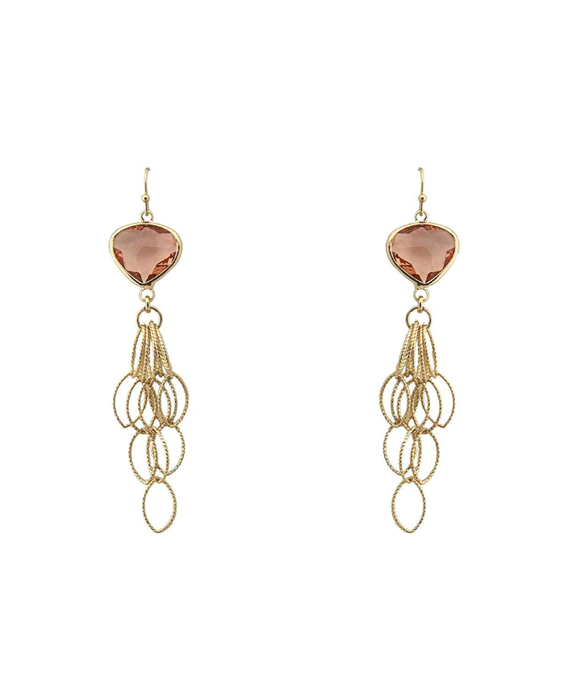 Faceted Stone & Layered Tassel Earring