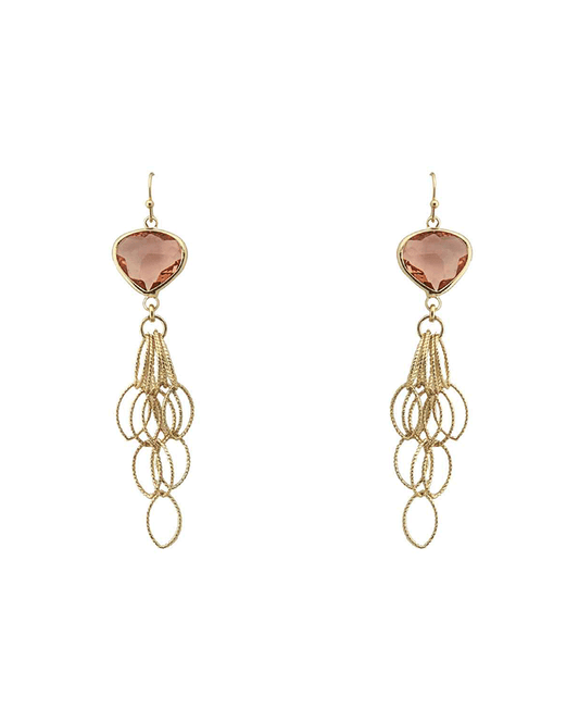 Faceted Stone & Layered Tassel Earring