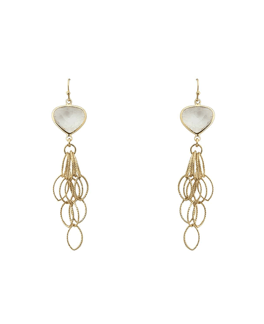 Faceted Stone & Layered Tassel Earring