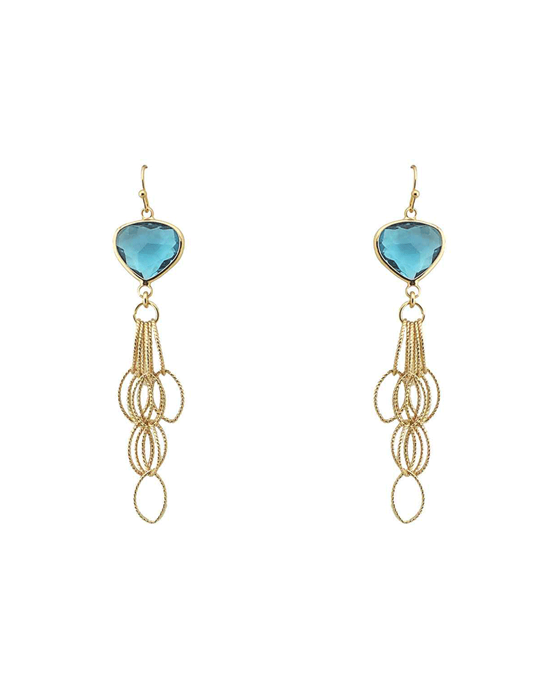 Faceted Stone & Layered Tassel Earring