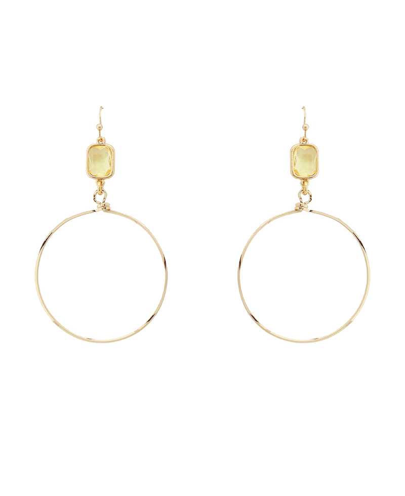 Glass Stone Accent Wire Circle Earring