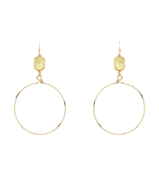 Glass Stone Accent Wire Circle Earring